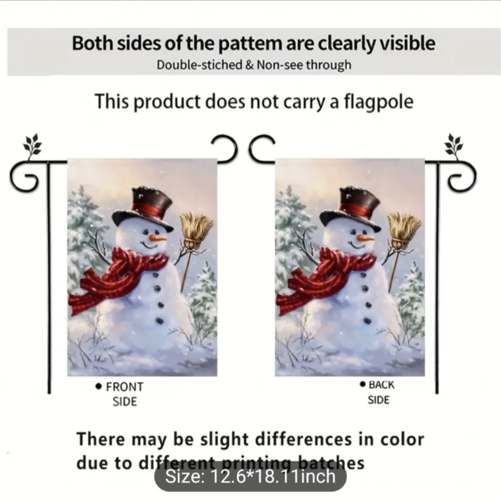 🆕☃️"SNOWMAN" Home Garden Flag Banner Double Sided Outside Yard Decor 12"X 18" - Picture 4 of 10